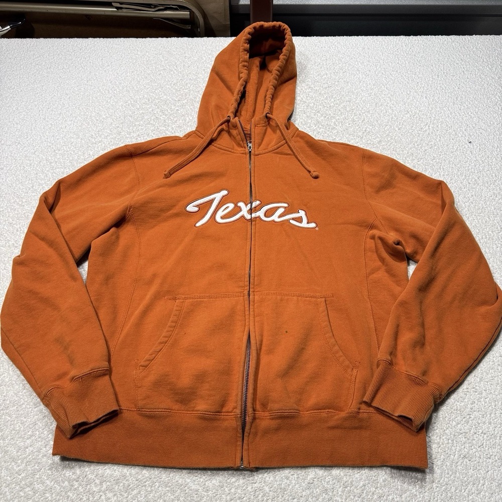 Texas Longhorns University Campus Drive Orange Full Zip Hoodie Jacket Size XL